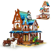 Medieval Architecture Coaching Inn Building Blocks, Collectible Gift Toy Model Set with Light (1767 Pcs) - BAV BRICK