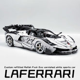 1: 8 LaFerrari FXXK EVO Custom Modified, Rare Pearl White Enamel Paint, Oversized Rear Wing (4739 Pcs) - BAV BRICK