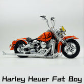 1: 5 Harley Heuer fat Boy, Electroplating Body, Adjustable Rear Wheel Height(2392 Pcs)