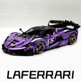 1: 8 LaFerrari FXXK EVO Custom Modified, Rare Amethyst Color Enamel Paint, Oversized Rear Wing (4739 Pcs) - BAV BRICK