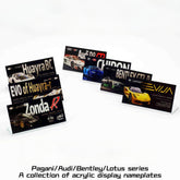 Display Acrylic Nameplate for Pagani Audi Bugatti Lotus Supercar Series Display Acrylic Nameplate