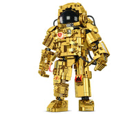 Gold Astronaut Building Sets with Variable Light Blocks, Space Exploration Model with Display Stand - BAV BRICK