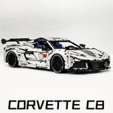 1: 8 Corvette C8 Supercar Building Sets, Matte Silver Customized Edition (3788 Pcs)