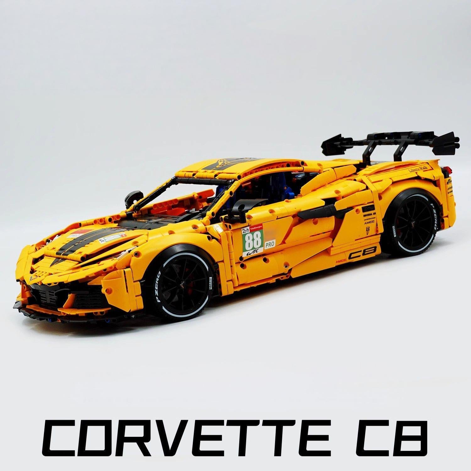 1: 8 Corvette C8 Supercar Building Sets with Remote Control, Electric lift tail, Electric Lifting Chassis, Electric Door (3788 Pcs) - BAV BRICK