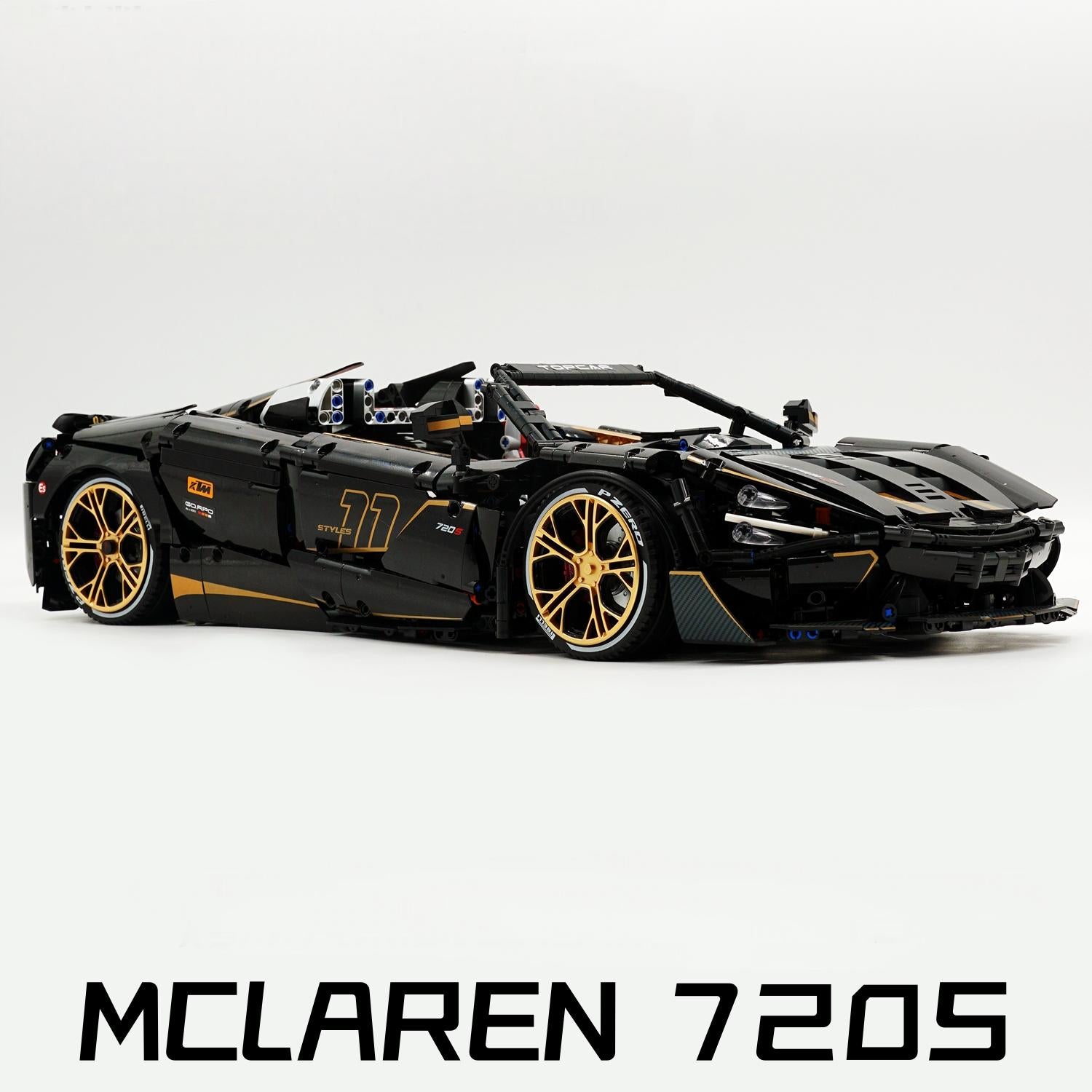 1 8 McLaren 720S Supercar Building Sets with Remote Control Electric Lift Convertible and Suspension Electric Door Tail Lift Design 3658Pcs BAV BRICK