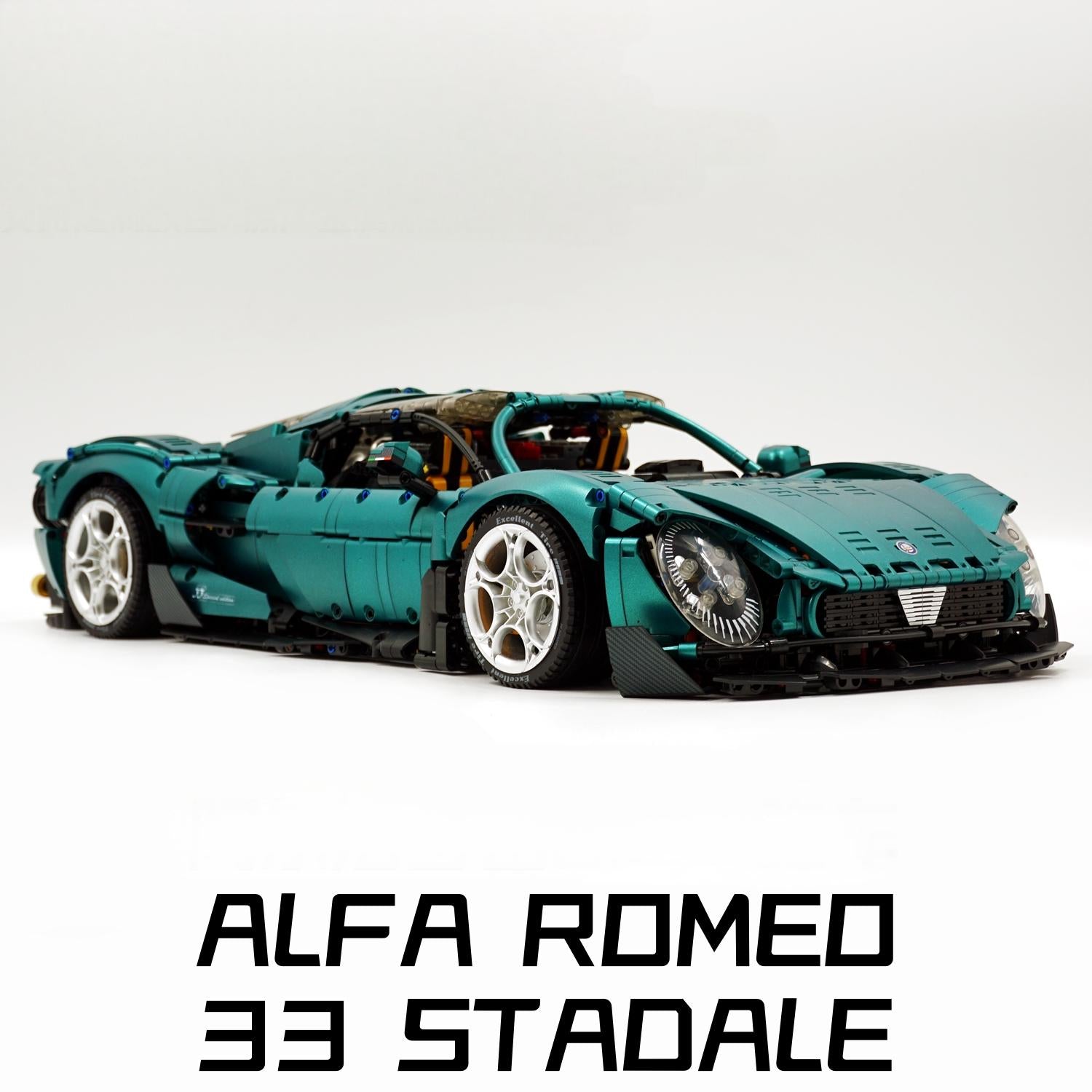 1: 8 Alfa Romeo Supercar with Remote Control, Electric Doors, Electric Air Suspension, Steam Spray System(4368 Pcs) - BAV BRICK