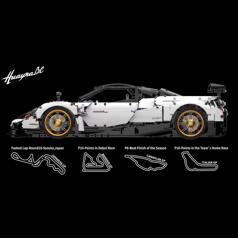 1: 8 Pagani Huayra White Italy Concept Ultimate Edition (4708 Pcs) - BAV BRICK