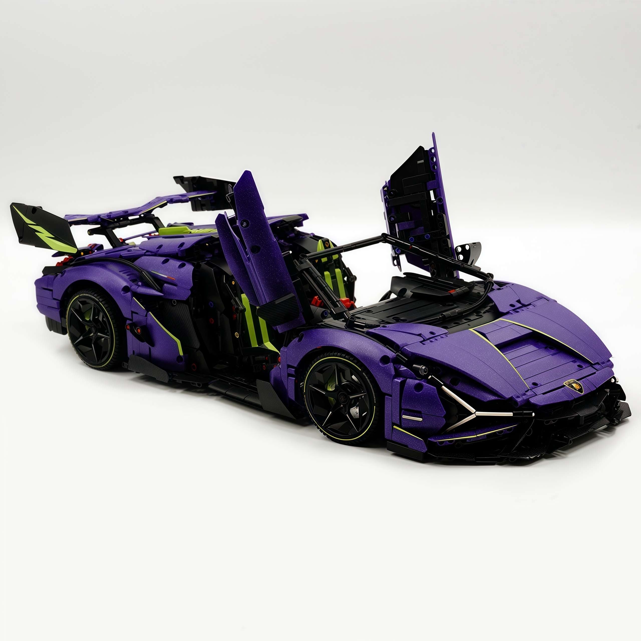 Lamborghini Supercar Comet Purple 1:8 avec télécommande – Fonctions électriques, moteur V10 et finition ciel étoilé personnalisée (3654 pièces)