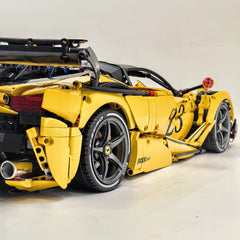 1: 8 LaFerrari FXXK EVO Custom Modified, Yellow Color Enamel Paint, Oversized Rear Wing (4739 Pcs)