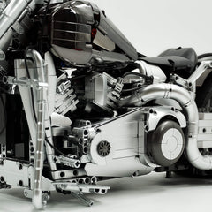 1: 5 Harley Heuer fat Boy, Electroplating Gun Gray Edition, Adjustable Rear Wheel Height(2392 Pcs)