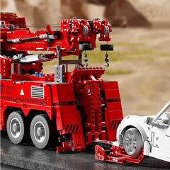 Remote Controlled Road Rescue Truck | Large Pneumatic Crane Trailer Wrecker(4915pcs)