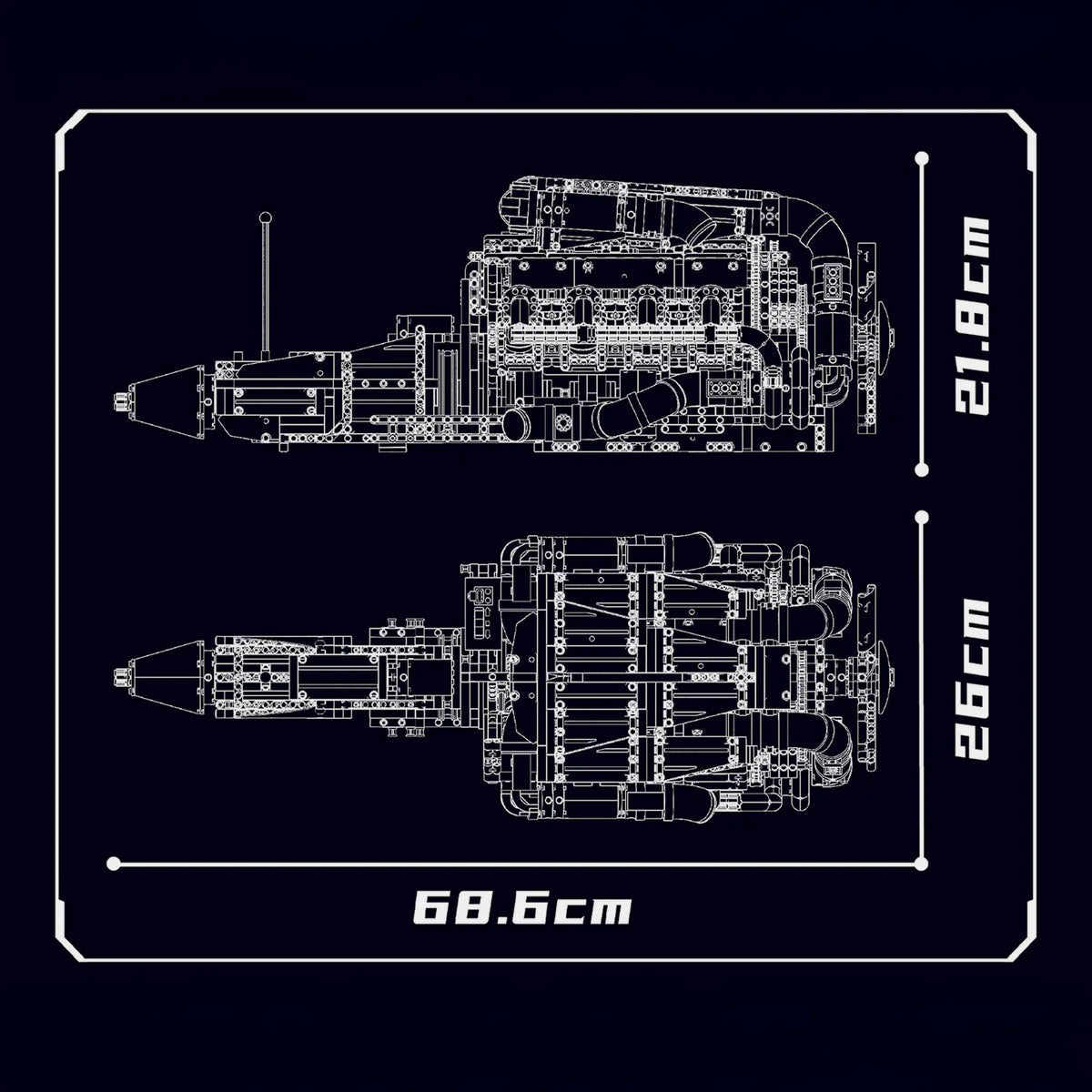 THE ULTIMATE CHROME TWIN TURBO V8 ENGINE & GEARBOX (2899 PCS)