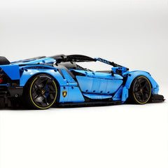 1: 8 Lamborghini One Off: Auténtica, Paint Pearl Blue Version, Motorized Convertible Switch Mode, Full Vehicle Motorization (3392 Pcs)