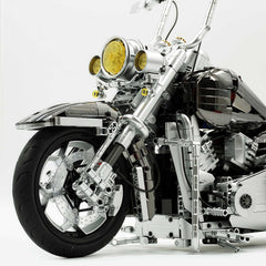 1: 5 Harley Heuer fat Boy, Electroplating Gun Gray Edition, Adjustable Rear Wheel Height(2392 Pcs)