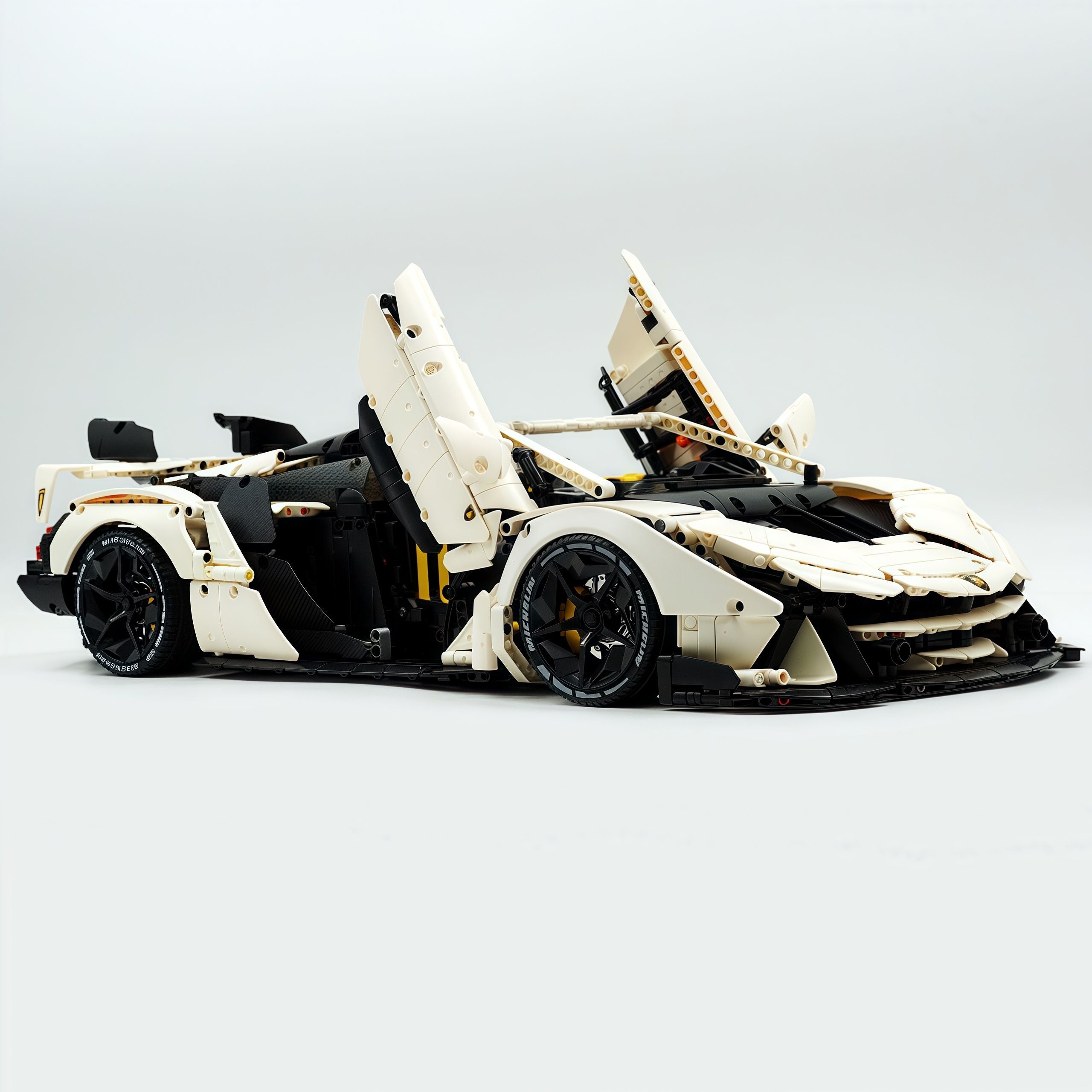 1: 8 Lamborghini One Off: Auténtica, White Goddess Version, Motorized Convertible Switch Mode, Full Vehicle Motorization (3392 Pcs)