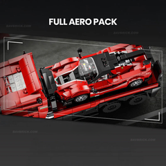 1:24 Red Ferrari Hypercar & Scania Trailer Set(1728pcs)