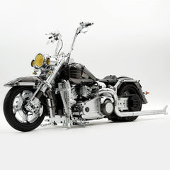 1: 5 Harley Heuer fat Boy, Electroplating Gun Gray Edition, Adjustable Rear Wheel Height(2392 Pcs)