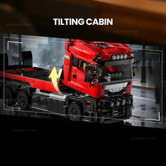 1:24 Red Ferrari Hypercar & Scania Trailer Set(1728pcs)