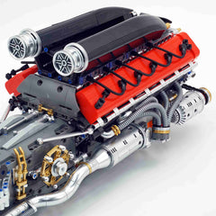 Motorized Large Ferrari SP3 V12 Engine | 12-Cylinder Prancing Horse Engine Package (2155 PCS)