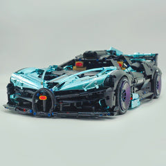 1: 8 Bugatti Bolide W16, Electroplating Lake Blue Customized Version, Fully Printed Exterior Parts, Free Electroplated Wheels (3588 PCS)