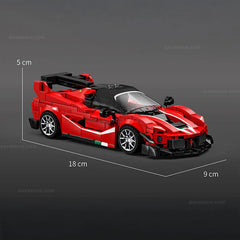 1:24 Red Ferrari Hypercar & Scania Trailer Set(1728pcs)