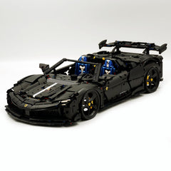 Coffret de construction Ferrari SF90 à l'échelle 1:8 – Supercar télécommandée ultime, finition peinture noire mate classique personnalisée (3982 pièces)