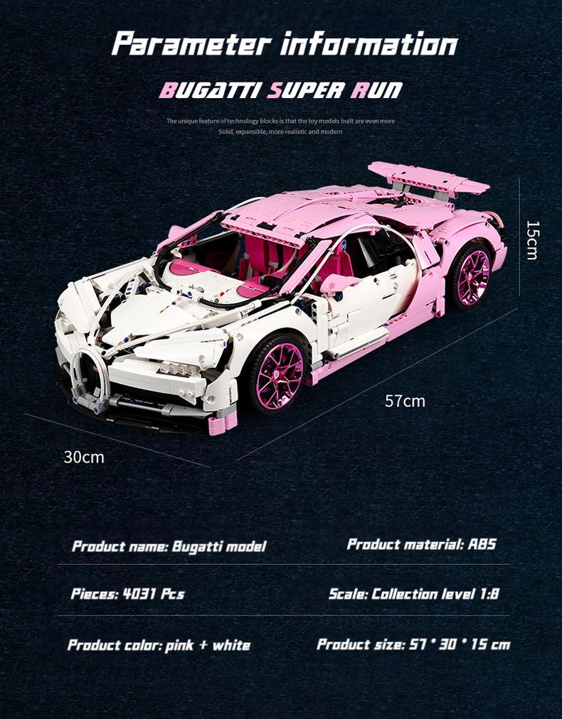 1: 8 Pink Bugatti Veyron Collector's Edition (4031 Pcs) - BAV BRICK