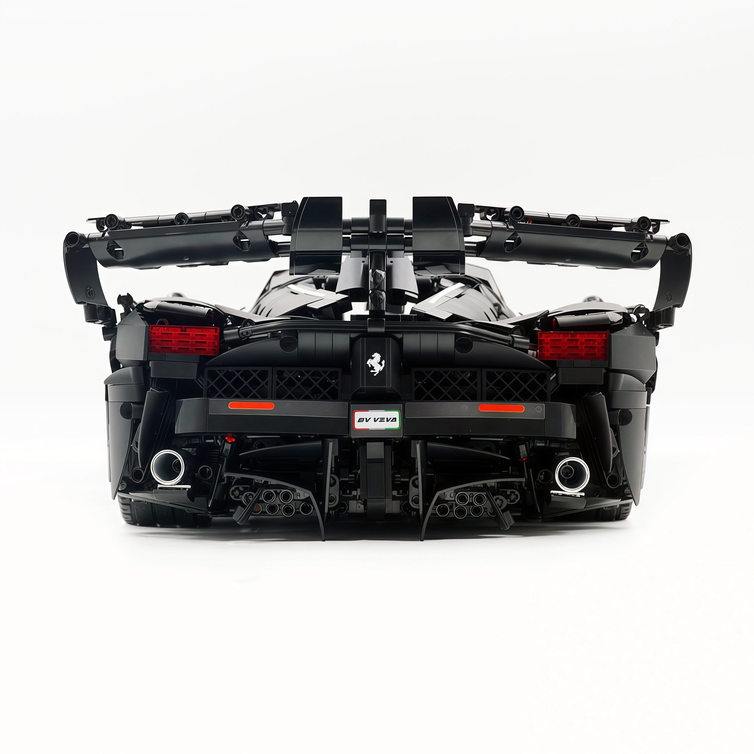 1: 8 LaFerrari FXXK EVO Custom Modified, Matte Black Paint, Oversized Rear Wing (4739 Pcs)