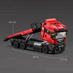 1:24 Red Ferrari Hypercar & Scania Trailer Set(1728pcs)