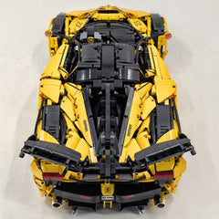 1: 8 LaFerrari FXXK EVO Custom Modified, Yellow Color Enamel Paint, Oversized Rear Wing (4739 Pcs)