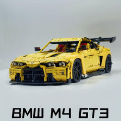 1: 8 BMW M4 GT3 Building Set, Fully Detailed Simulation, Baked Enamel Yellow Custom Edition (4556Pcs)