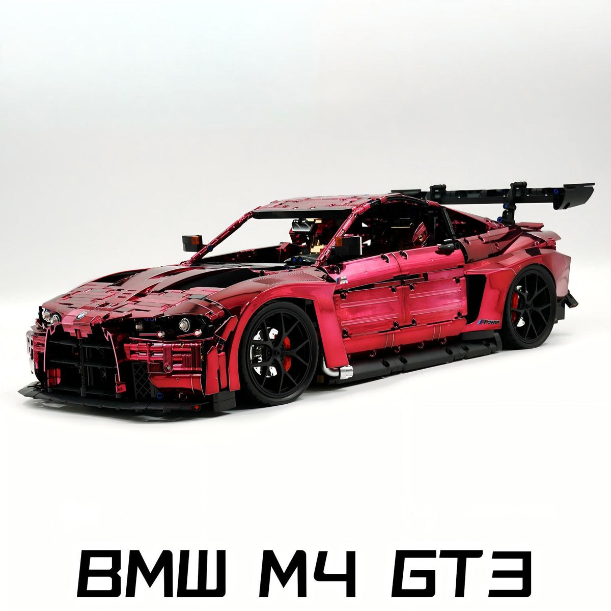 1: 8 BMW M4 GT3 Building Set, Fully Detailed Simulation, Custom Wine Red Electroplating Appearance Edition (4556Pcs)