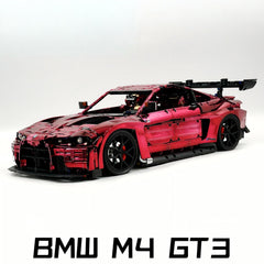 1: 8 BMW M4 GT3 Building Set, Fully Detailed Simulation, Custom Wine Red Electroplating Appearance Edition (4556Pcs)