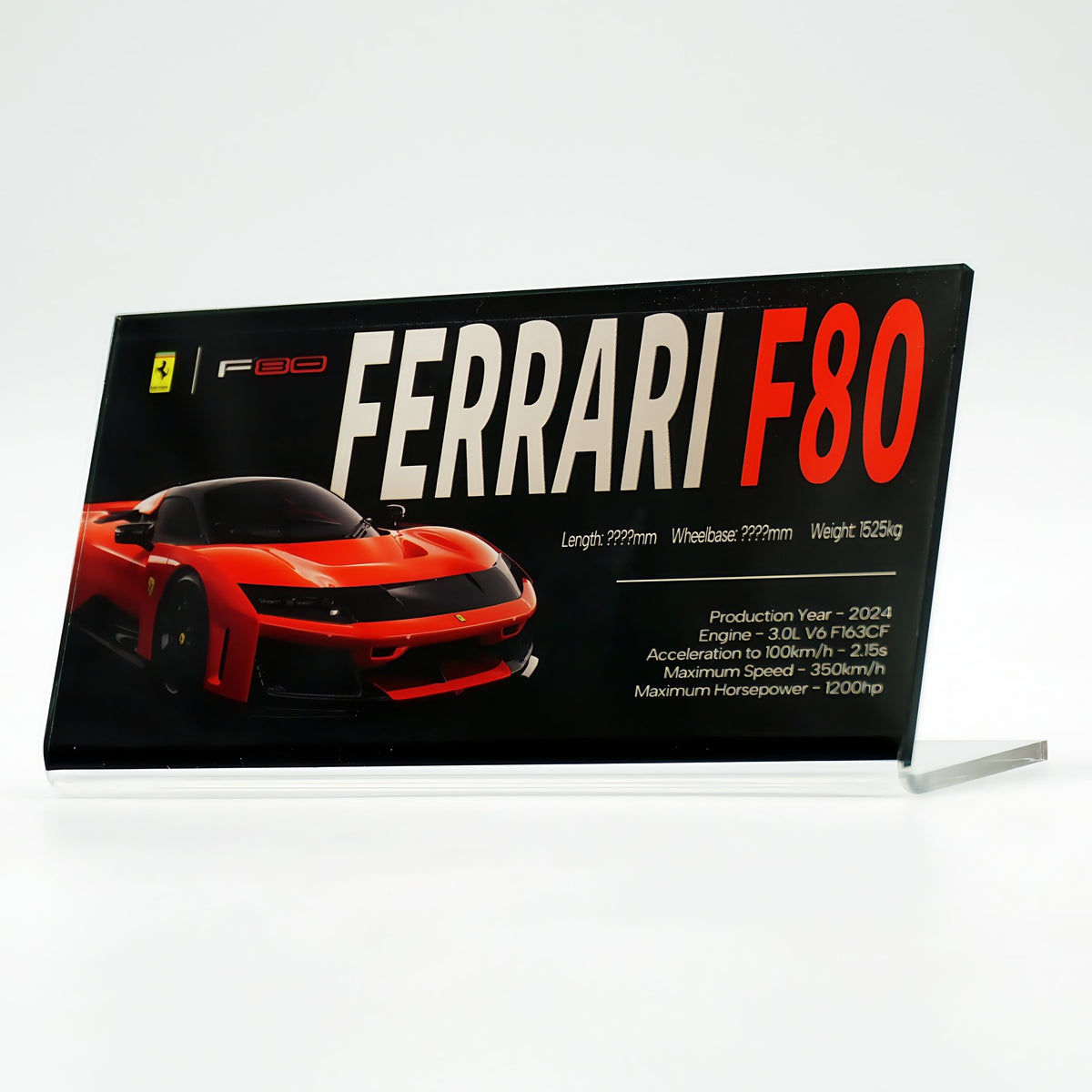 Display Acrylic Nameplate for Ferrari Supercar Series