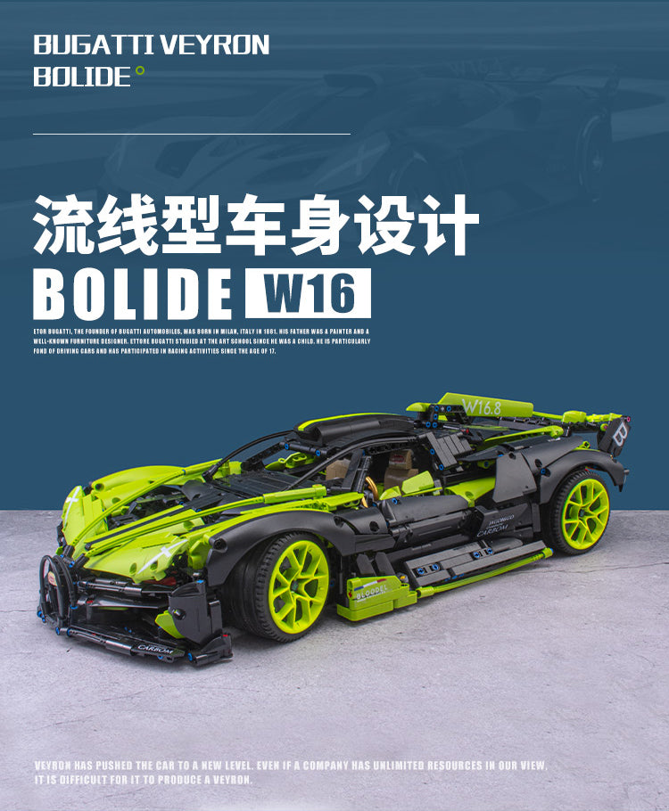 1: 8 Bugatti Bolide W16, Fully Printed Exterior Parts, Free Electroplated Wheels (3588 PCS)