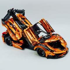 1: 8 LaFerrari FXXK EVO Custom Modified, Orange Gold Color Enamel Paint, Oversized Rear Wing (4739 Pcs)