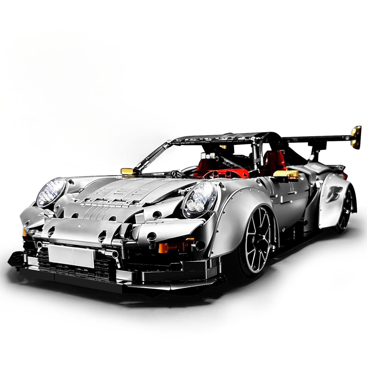 1: 8 Sliver Porsche GT2 RS with Electric Suspension Lifting, Electric Doors Remote Control Model (3389 Pcs)