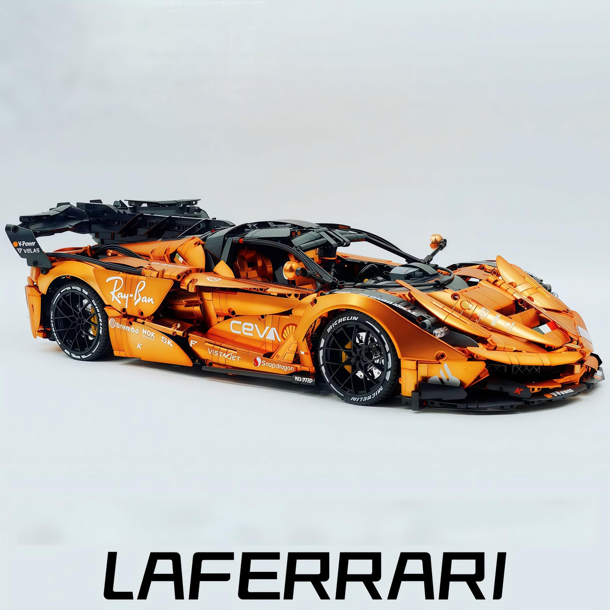 1: 8 LaFerrari FXXK EVO Custom Modified, Orange Gold Color Enamel Paint, Oversized Rear Wing (4739 Pcs)