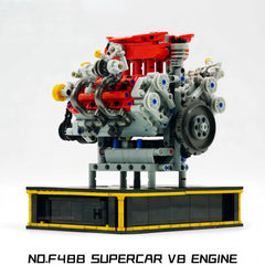 Motorised LAFERRARI NO.F488 Supercar V8 Engine | 1123 Pcs | Electric piston linkage | Comes with base