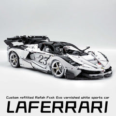 1: 8 LaFerrari FXXK EVO Custom Modified, Rare Pearl White Enamel Paint, Oversized Rear Wing (4739 Pcs)