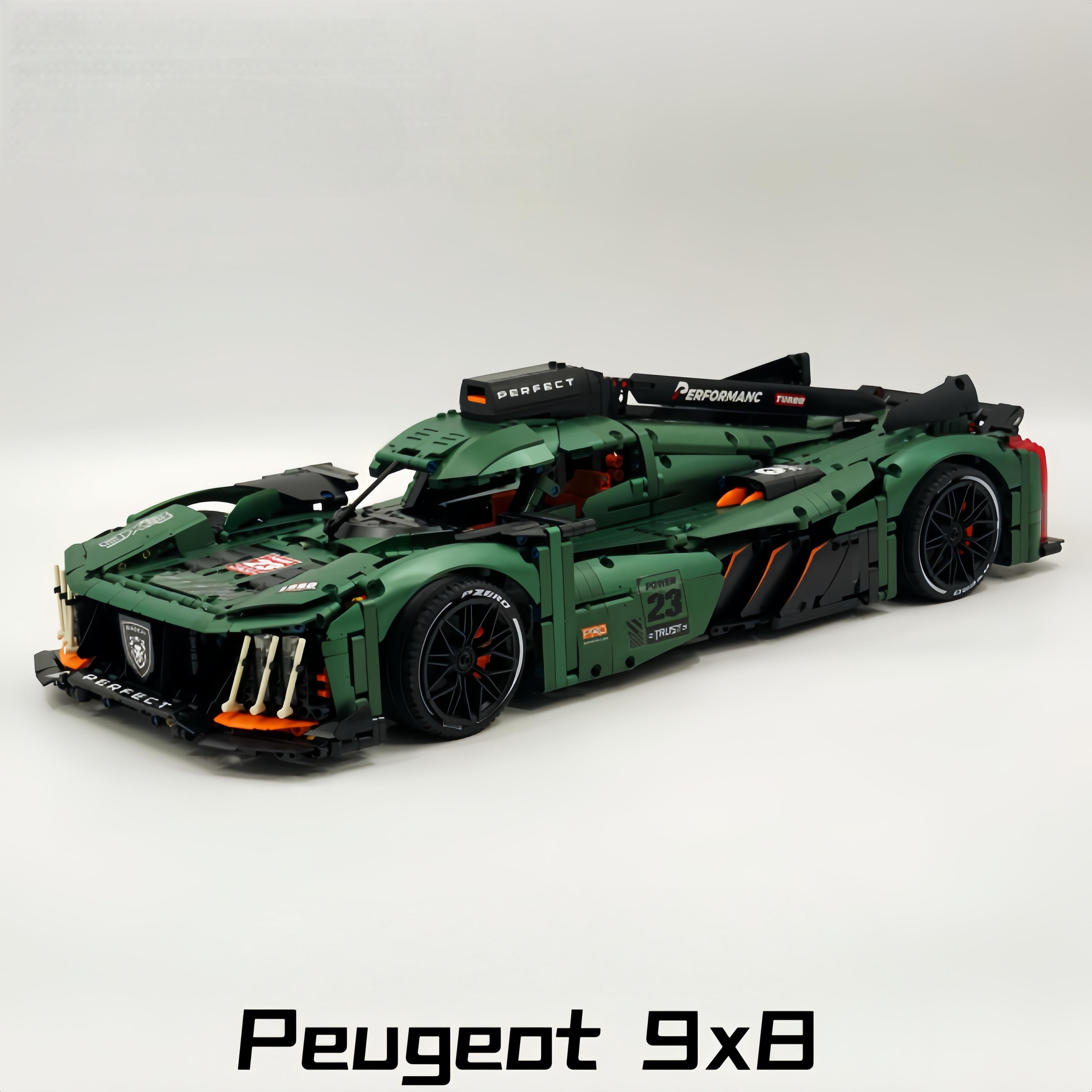1: 8 Le Mans 9×8 RaceCar Juegos de construcción con control remoto, alerón trasero elevador eléctrico, faros fluorescentes (3746 piezas)