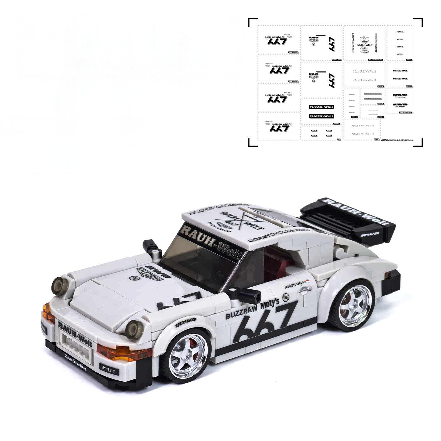 1: 24 CUSTOM GERMAN PORSCHE 930 with Container Display Case (318 PCS) - BAV BRICK