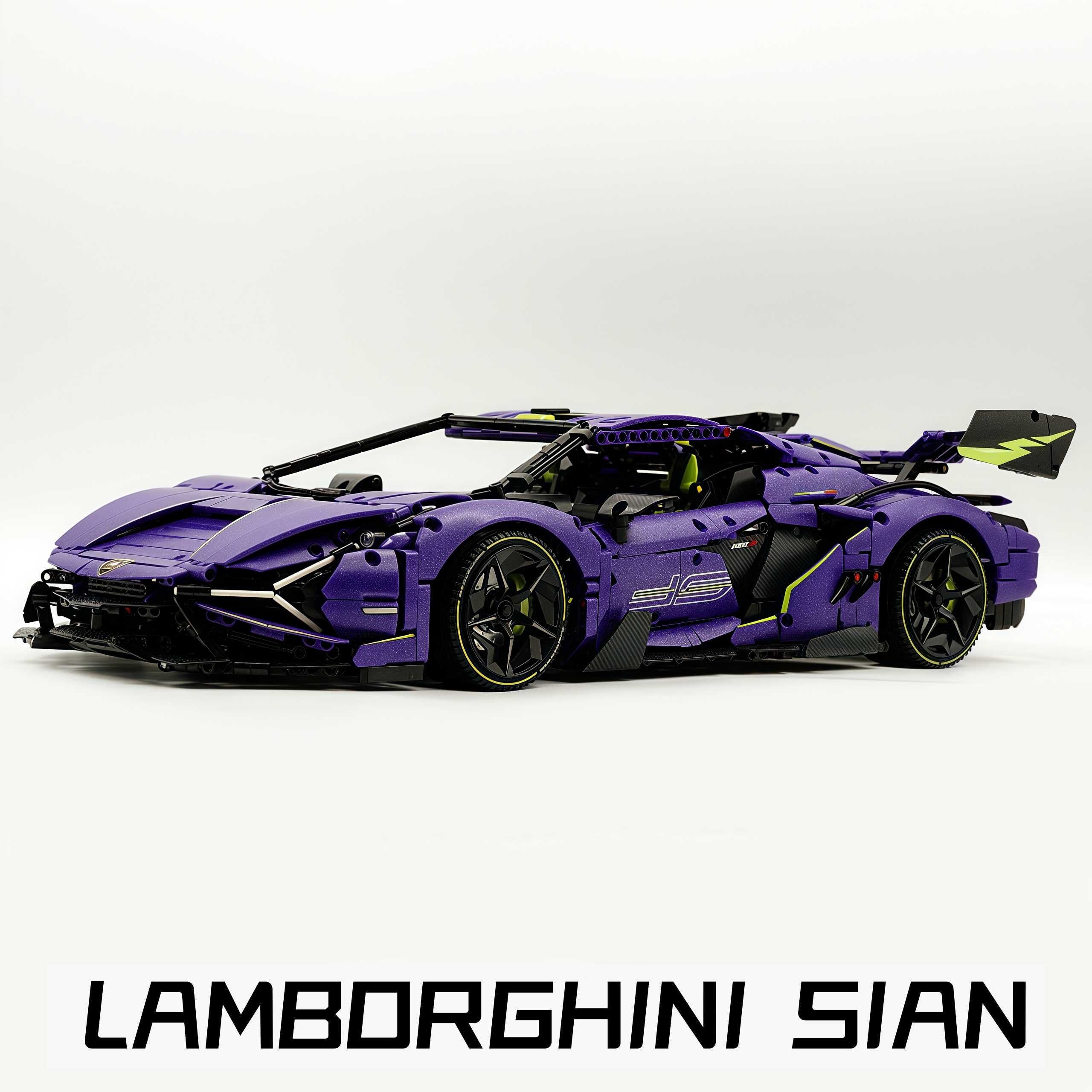 Lamborghini Supercar Comet Purple 1:8 avec télécommande – Fonctions électriques, moteur V10 et finition ciel étoilé personnalisée (3654 pièces)