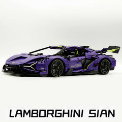Lamborghini Supercar Comet Purple 1:8 avec télécommande – Fonctions électriques, moteur V10 et finition ciel étoilé personnalisée (3654 pièces)