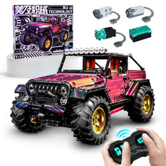 Jeep Wrangler Plated Off-Road Pickup with Electric Chassis Lifting, 1:10 MOC Remote Control Truck, 2088 Pcs - BAV BRICK