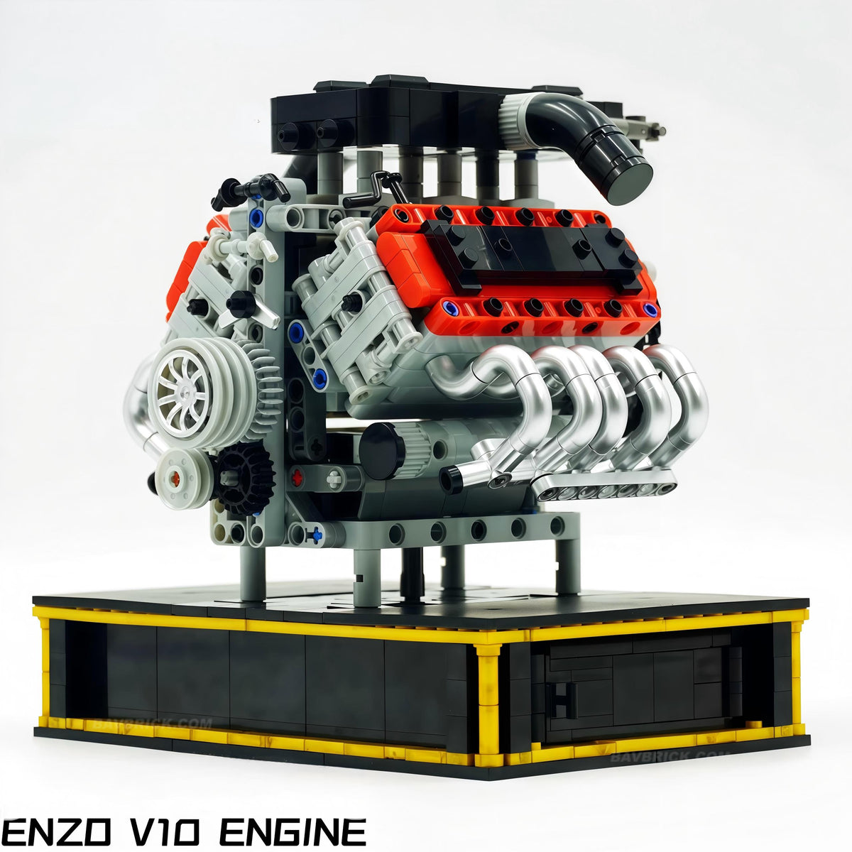 Motorised ENZO Supercar V10 Engine- 1079 Pcs | Electric piston linkage | Comes with base
