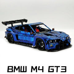 1: 8 BMW M4 GT3 Building Set, Fully Detailed Simulation, Electric Sapphire Blue Custom Edition (4556Pcs)