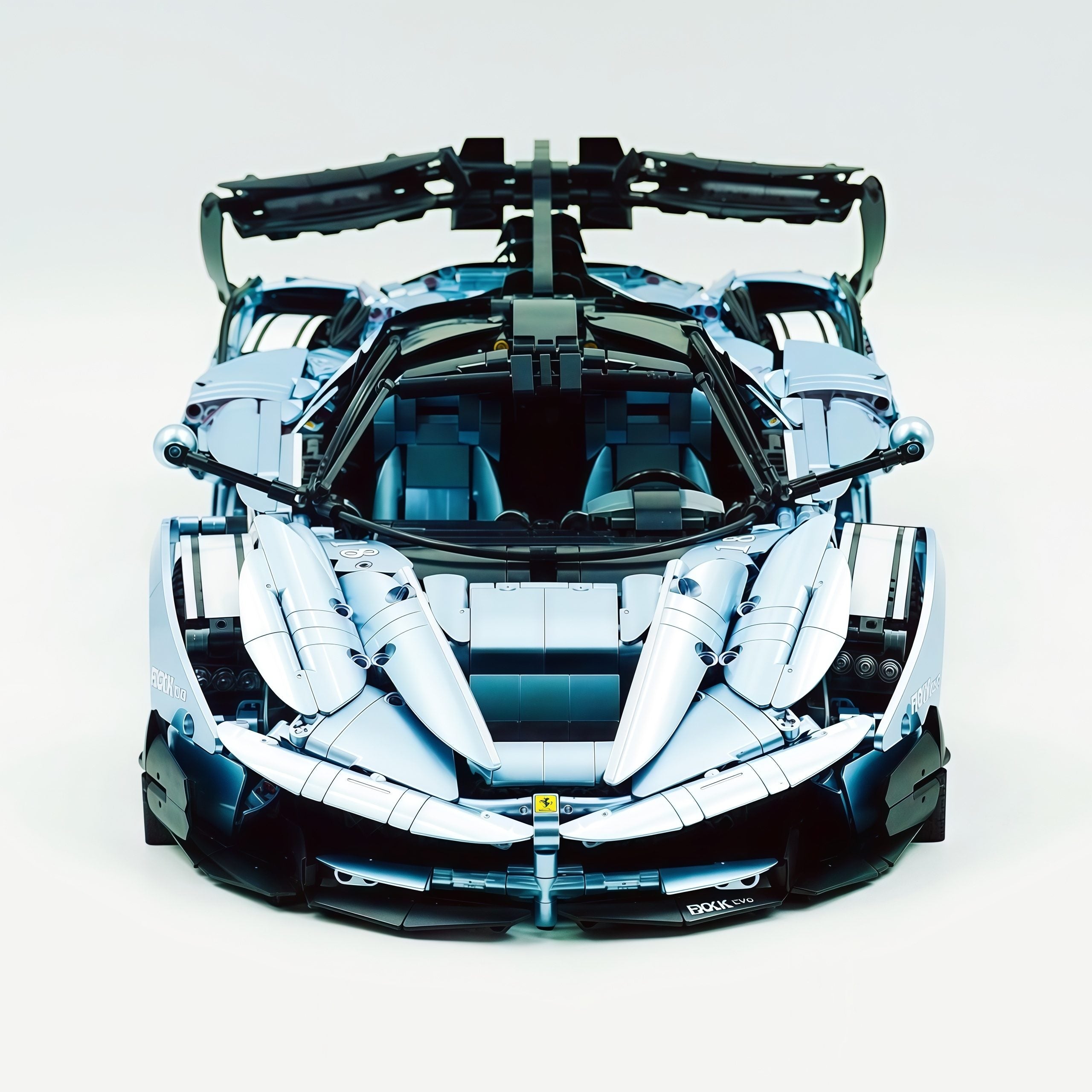 1: 8 LaFerrari FXXK EVO Custom Modified, The Captivating Bolivian B1lue Enamel Paint, Oversized Rear Wing (4739 Pcs)