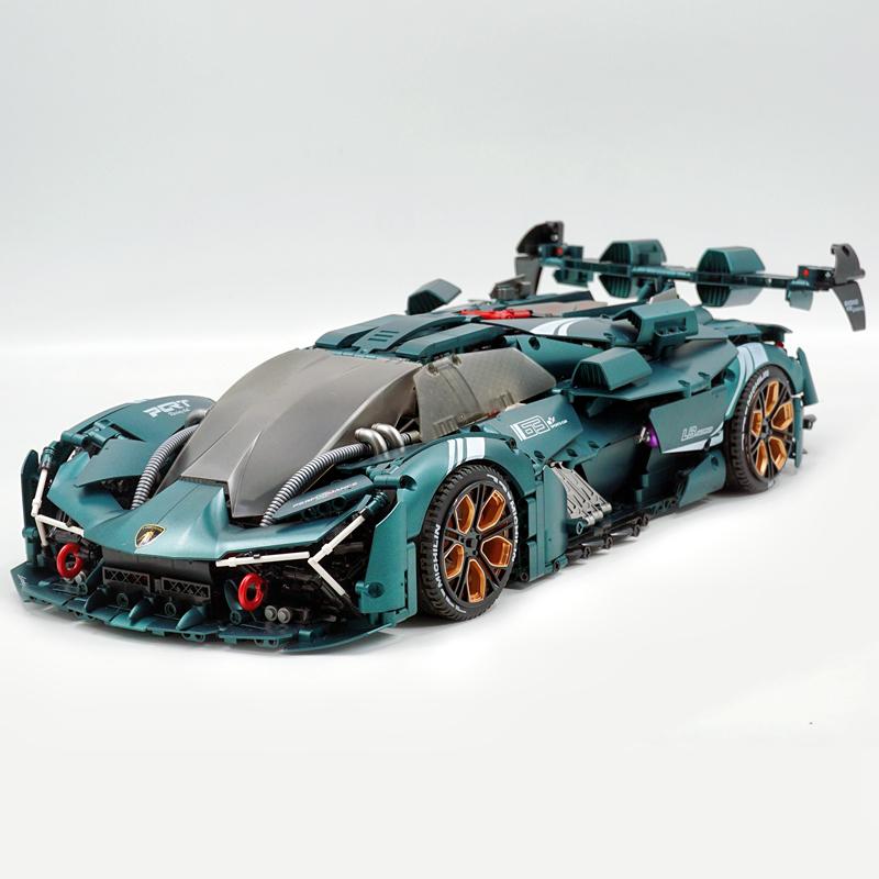 1: 8 Lamborghini TP90 Sports Car with Electric Suspension Lifting, Electric Doors Remote Control Model (3492 Pcs) - BAV BRICK