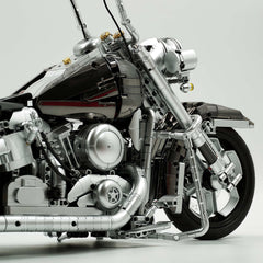 1: 5 Harley Heuer fat Boy, Electroplating Gun Gray Edition, Adjustable Rear Wheel Height(2392 Pcs)